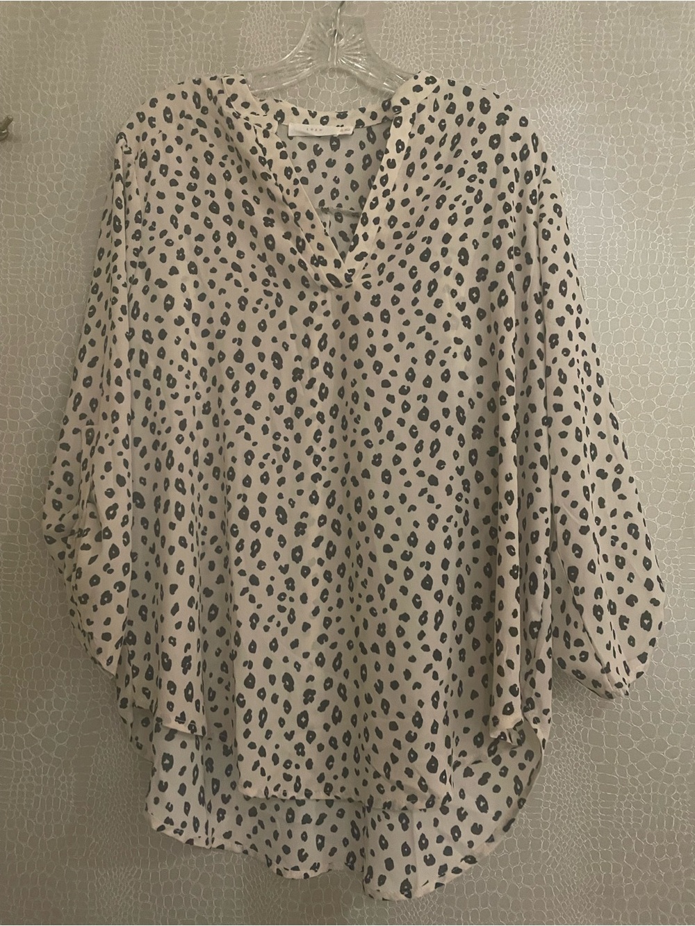 Women's Beige Leopard Print V-Neck Blouse